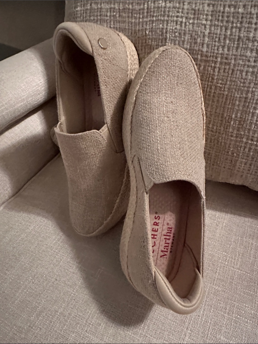 Skechers Slip-On Loafers in Light Beige Canvas